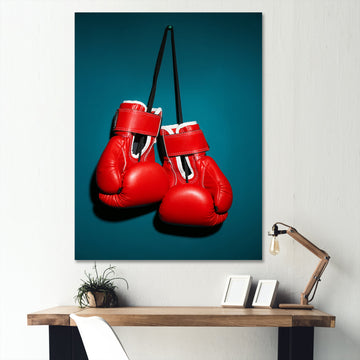 Knockout Red Box Gloves - Sport Boxer Canvas Wall Art